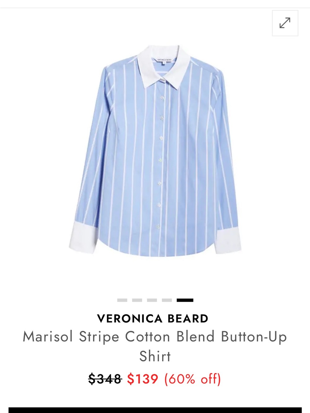 Veronica Beard Light Blue and White Striped Button-Up Shirt size 10